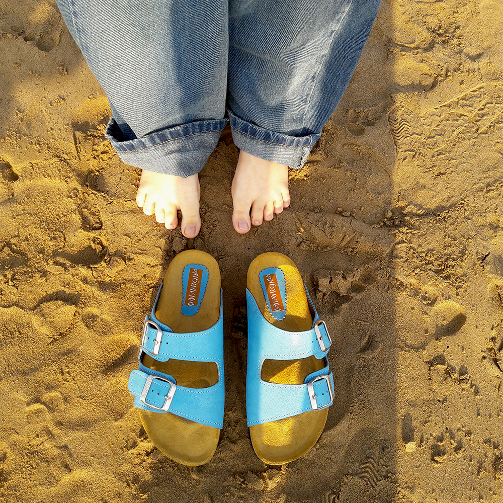 FAYRO Sandale en Cuir bleue