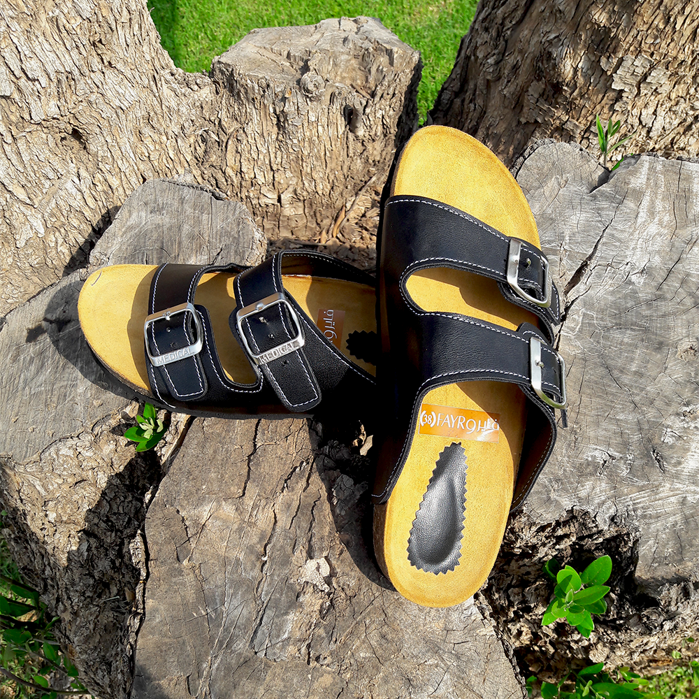 FAYRO Sandale en Cuir noire