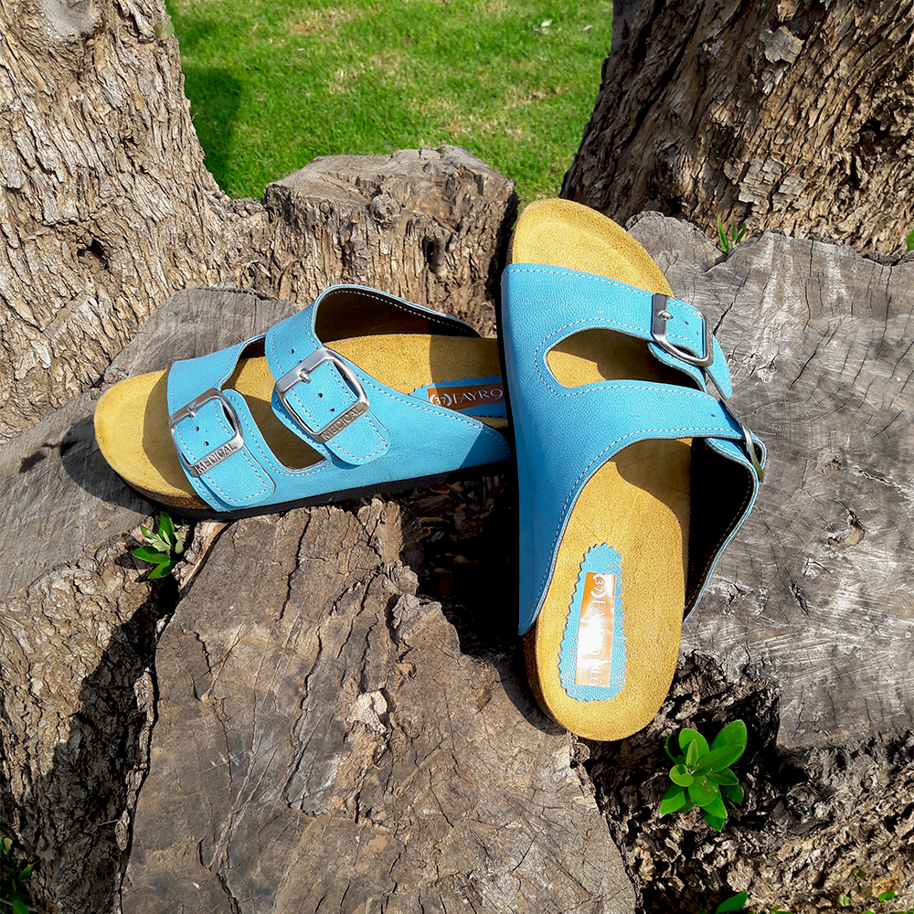 FAYRO Sandale en Cuir bleue