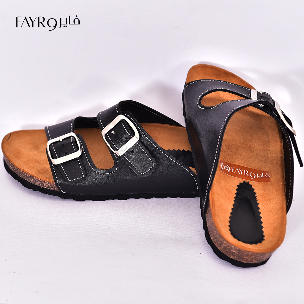 FAYRO Sandale en Cuir noire