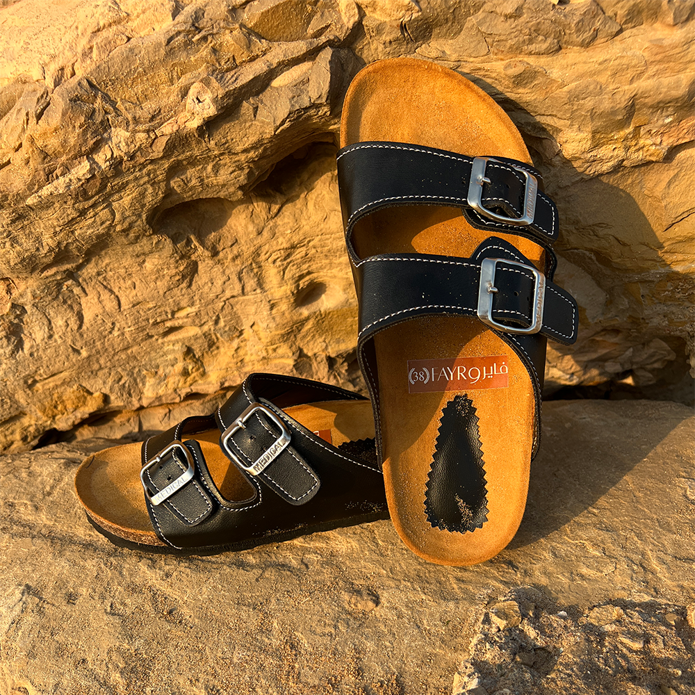 FAYRO Sandale en Cuir noire
