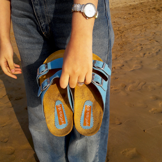 FAYRO Sandale en Cuir bleue