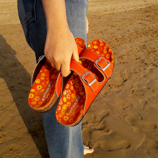 FAYRO Sandale en Cuir orange