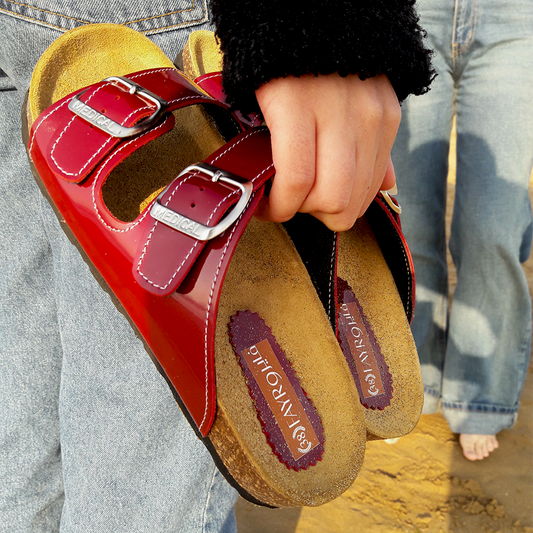FAYRO Sandale en Cuir rouge