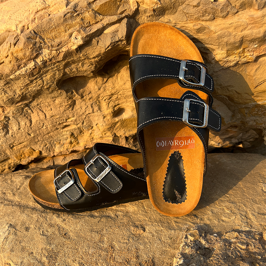 FAYRO Sandale en Cuir noire